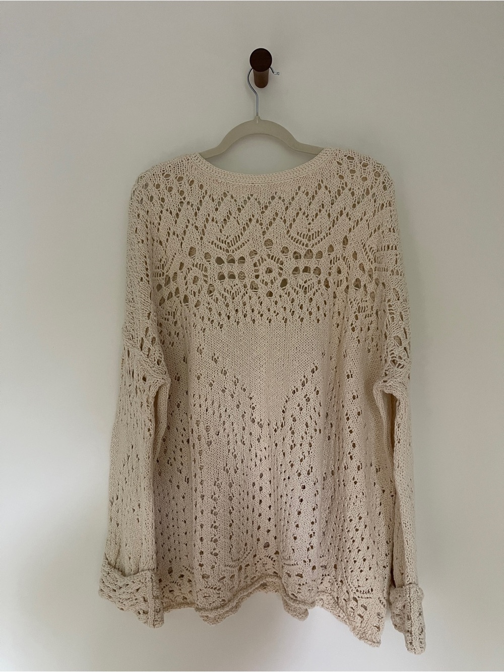 FREE PEOPLE "Traveling" Crochet Knit Sweater - Oversized - XL - Picture 4 of 9